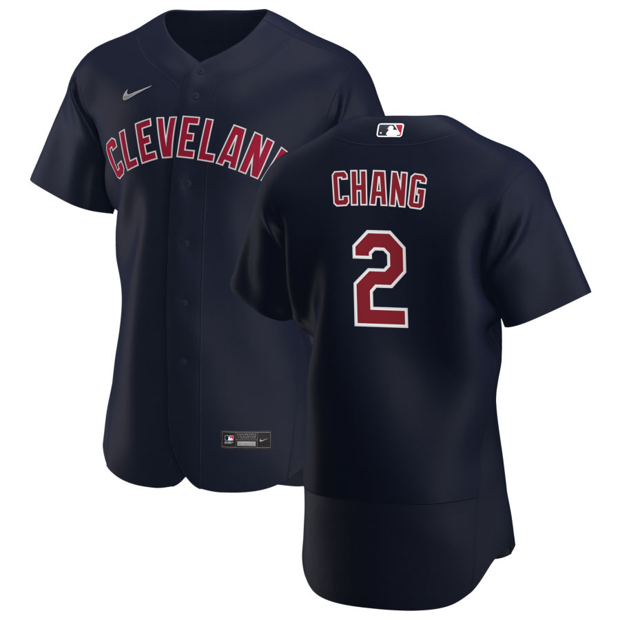 Cleveland Indians #2 Yu Chang Men Nike Navy Alternate 2020 Authentic Player MLB Jersey->kansas city chiefs->NFL Jersey